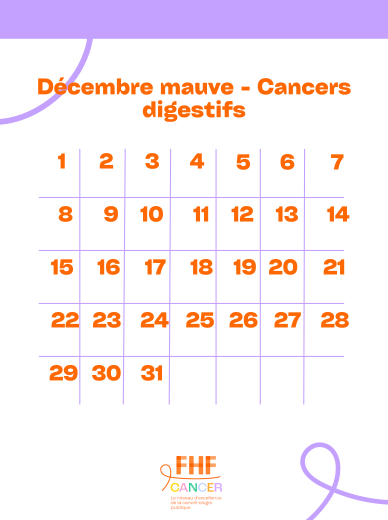 Calendrier FHF Cancer décembre mauve 